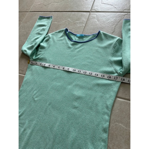 J McLaughlin Sweater Womens Small Green Blue Striped 3/4 Sleeve Coastal‎ Preppy - Picture 9 of 10